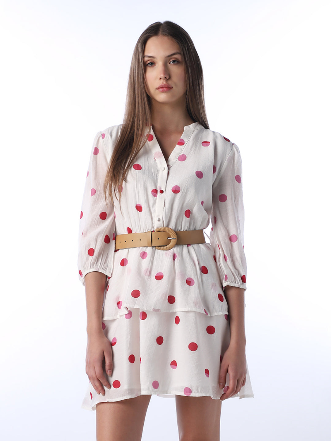 Polka Dot Tiered Mini Dress