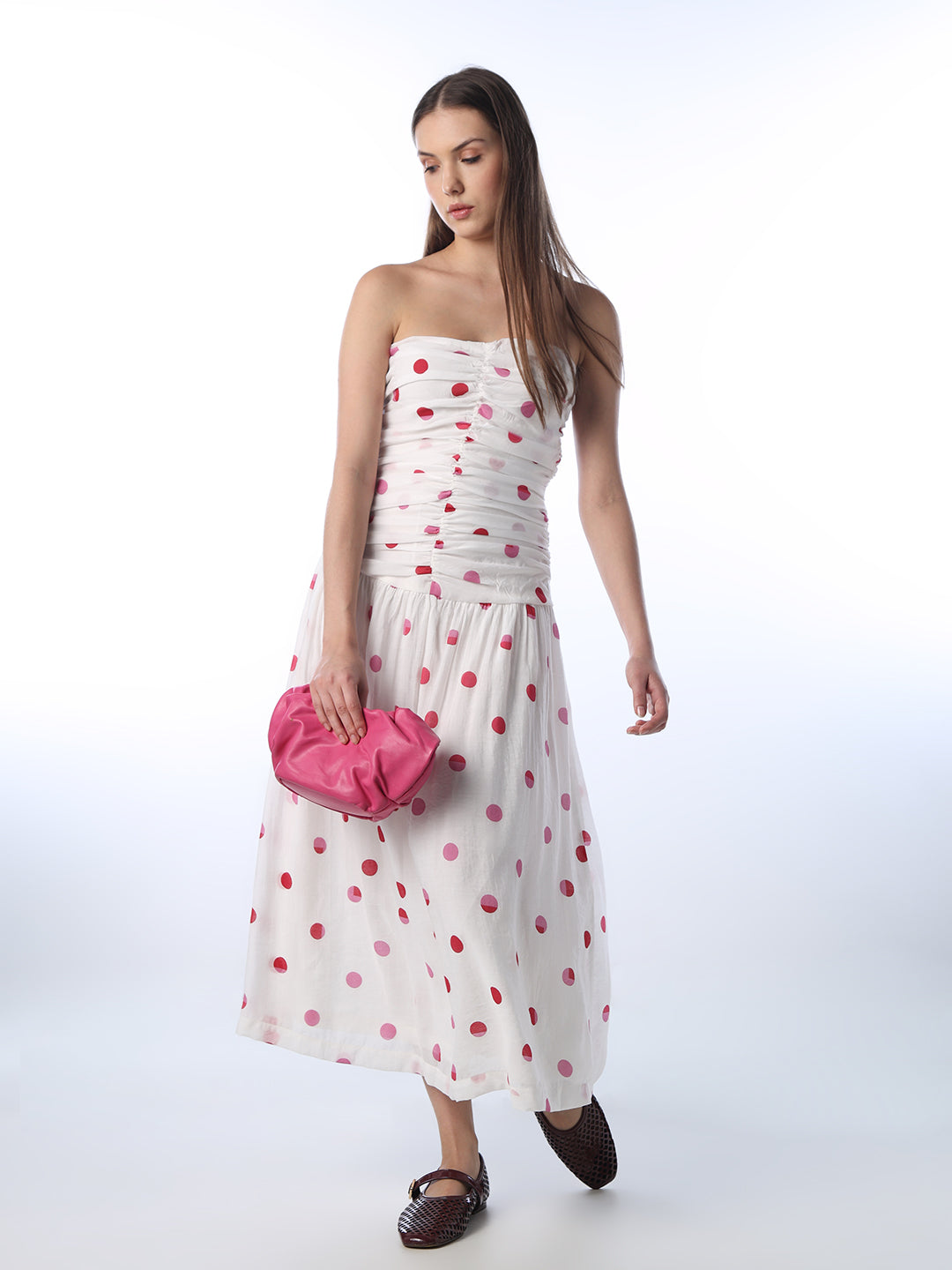 white polka dot off shoulder dress Polka Dot Off-Shoulder Dress