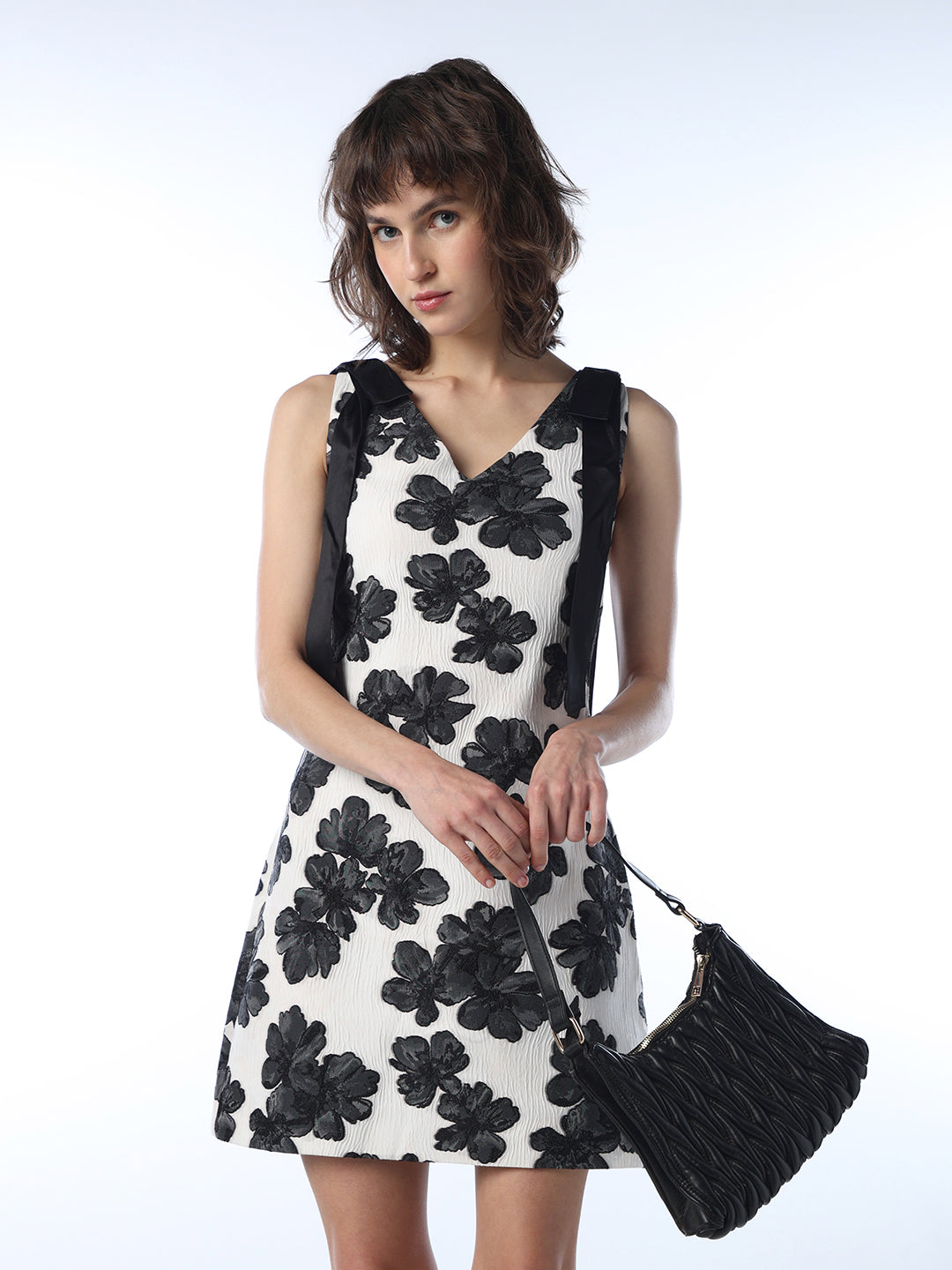 Floral Textured Short Dress