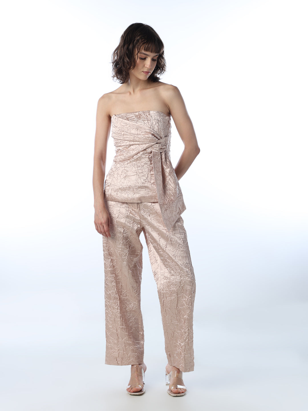 Crinkled Knot Strapless Top