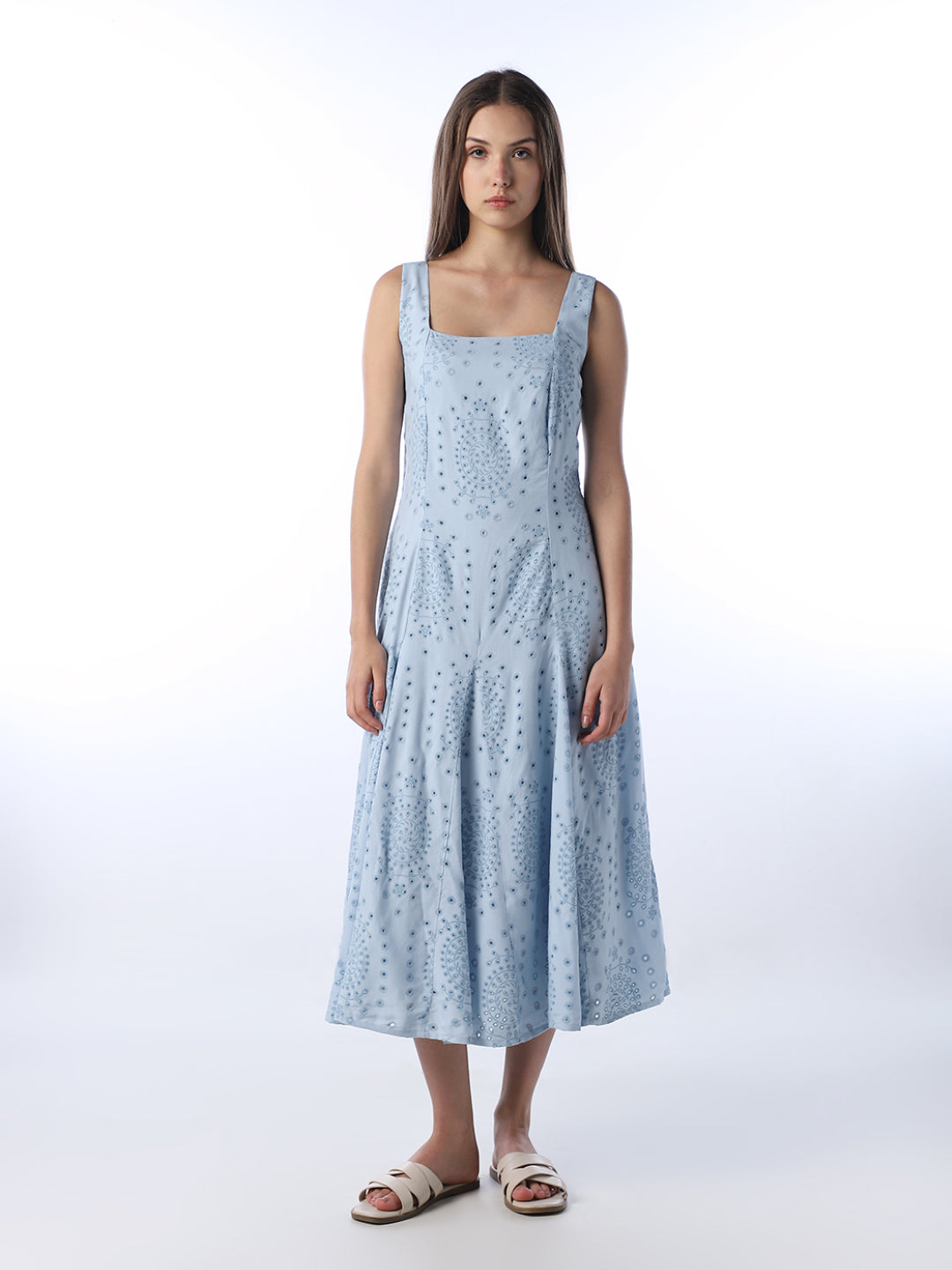 Schiffli Printed Midi Dress