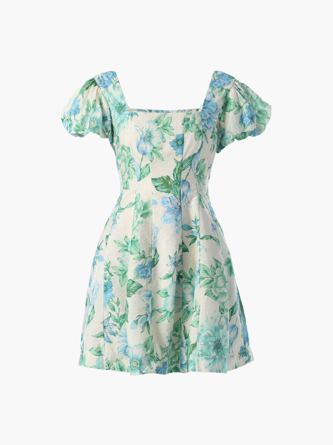 Floral Puff Sleeves Mini Dress