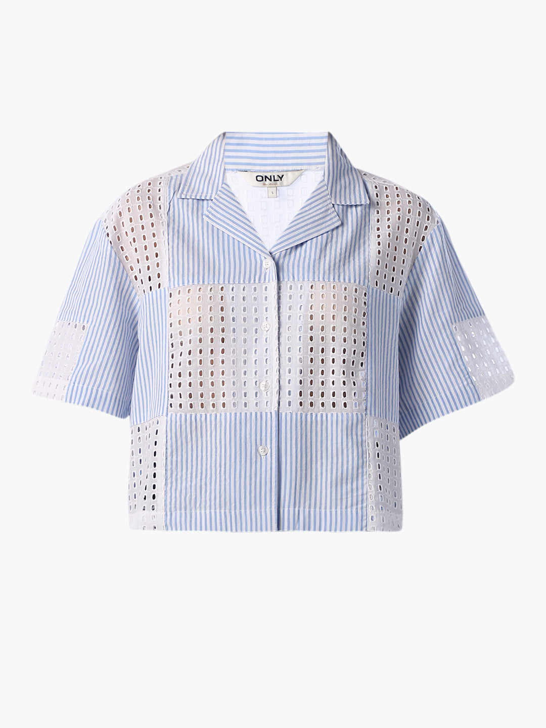 Blue Cut-Work Cotton Shirt
