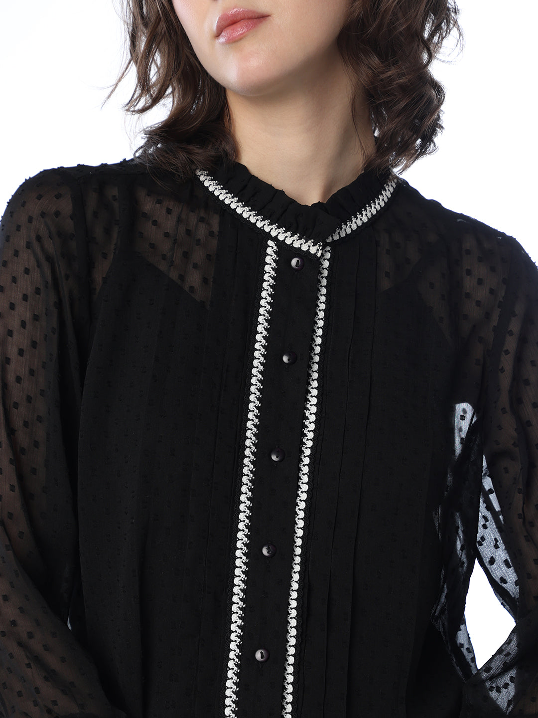 Sheer Mesh Printed Shirt