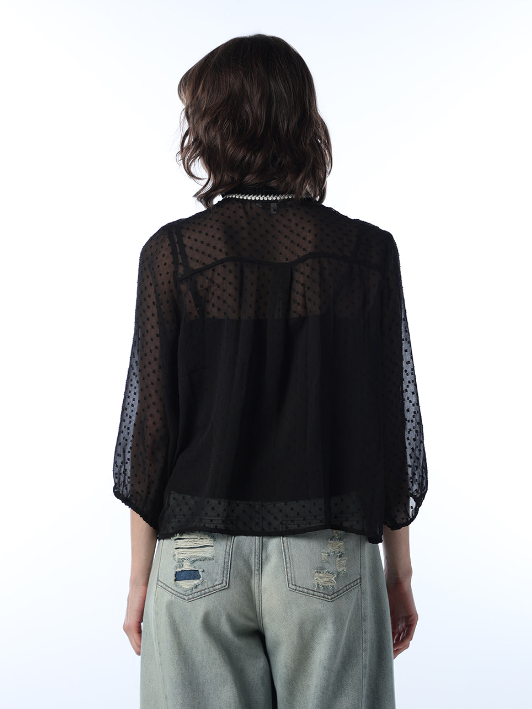 Sheer Mesh Printed Shirt