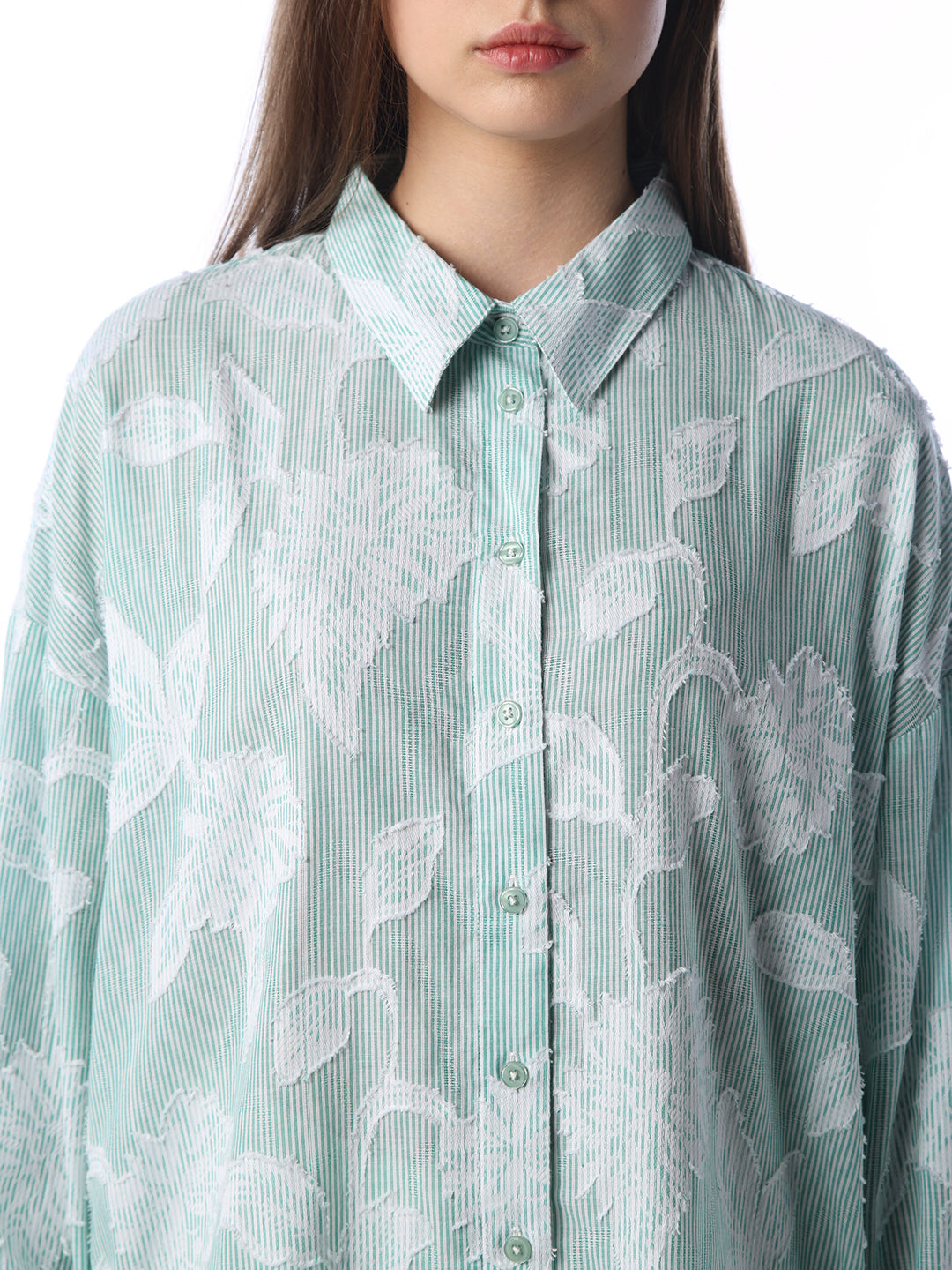 Sheer Textured Floral Shirt