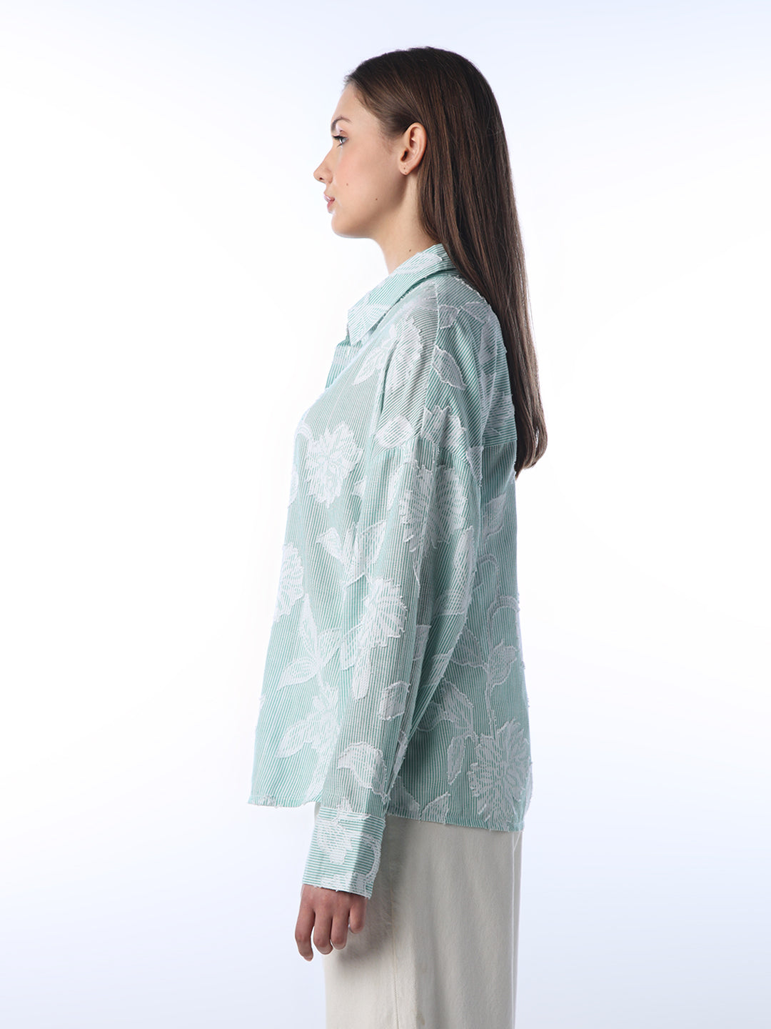 Sheer Textured Floral Shirt