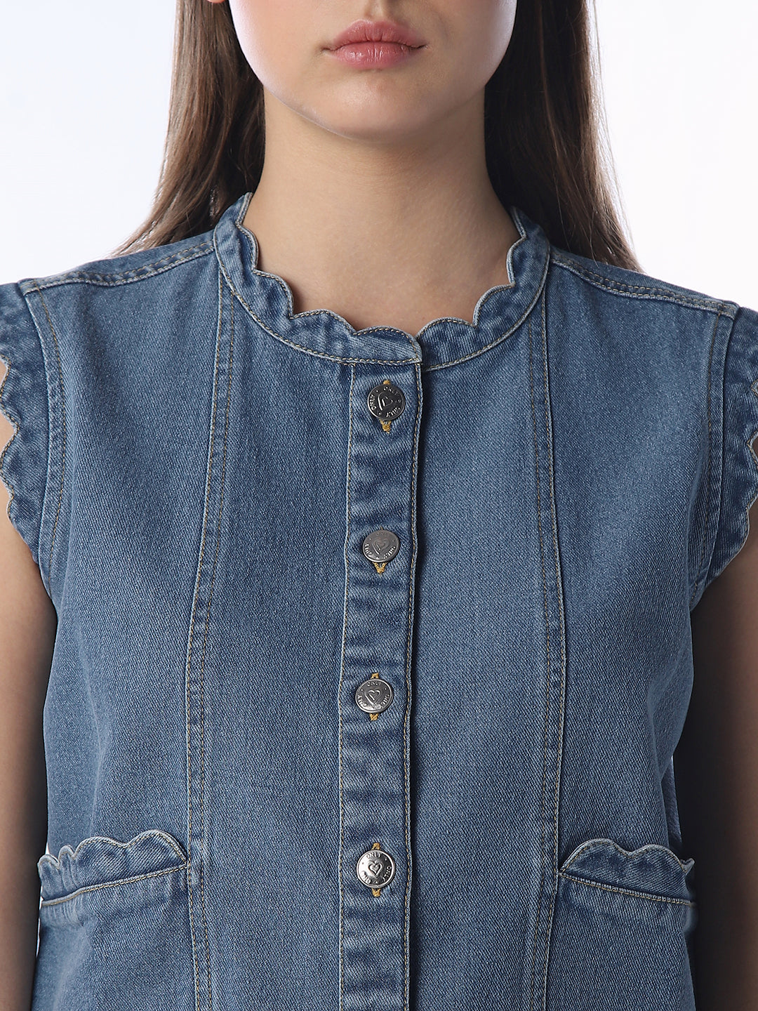 Cotton Sleeveless Denim Top