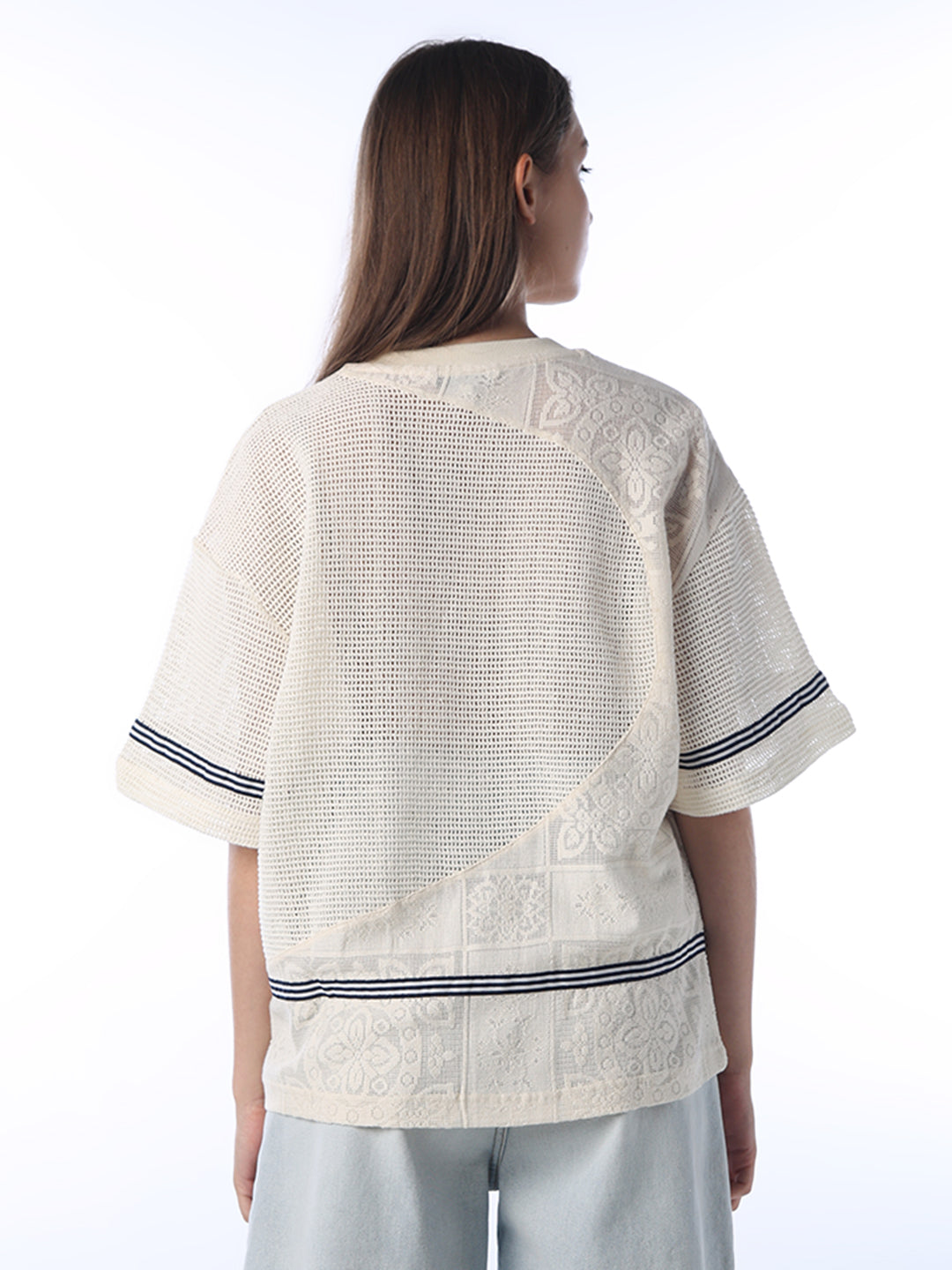 Printed Mesh Oversized T-shirt