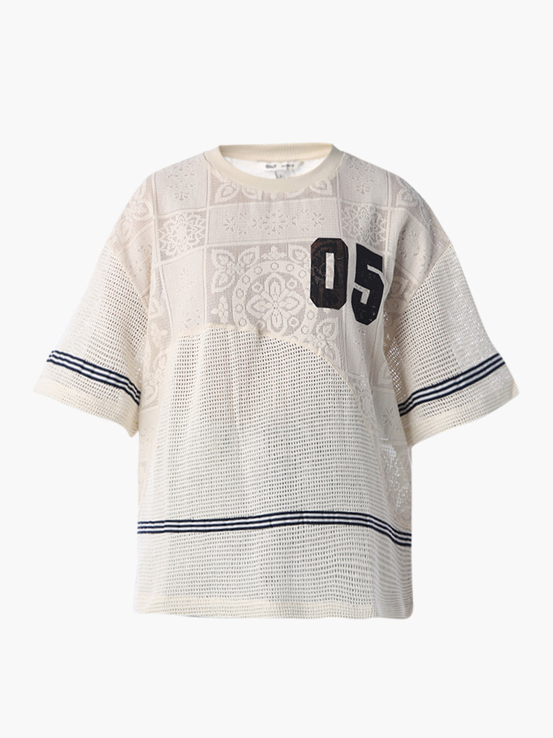 Printed Mesh Oversized T-shirt