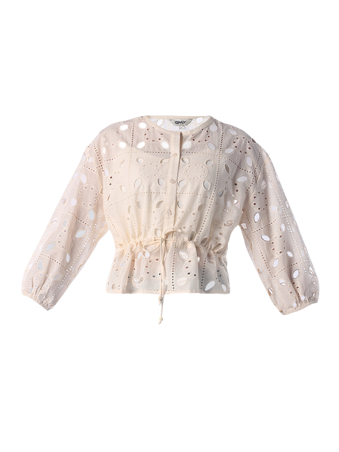 Cut-Work Tie Waist Top