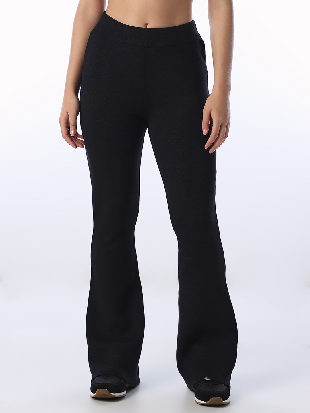 Black Knit Flared Pants