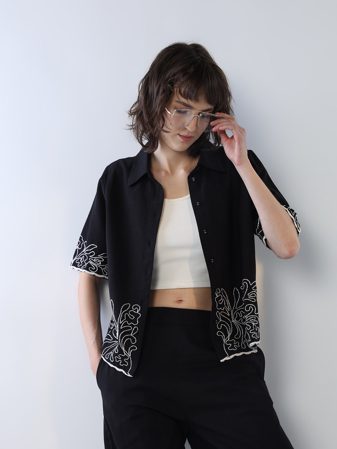 Embroidered Hem Shirt