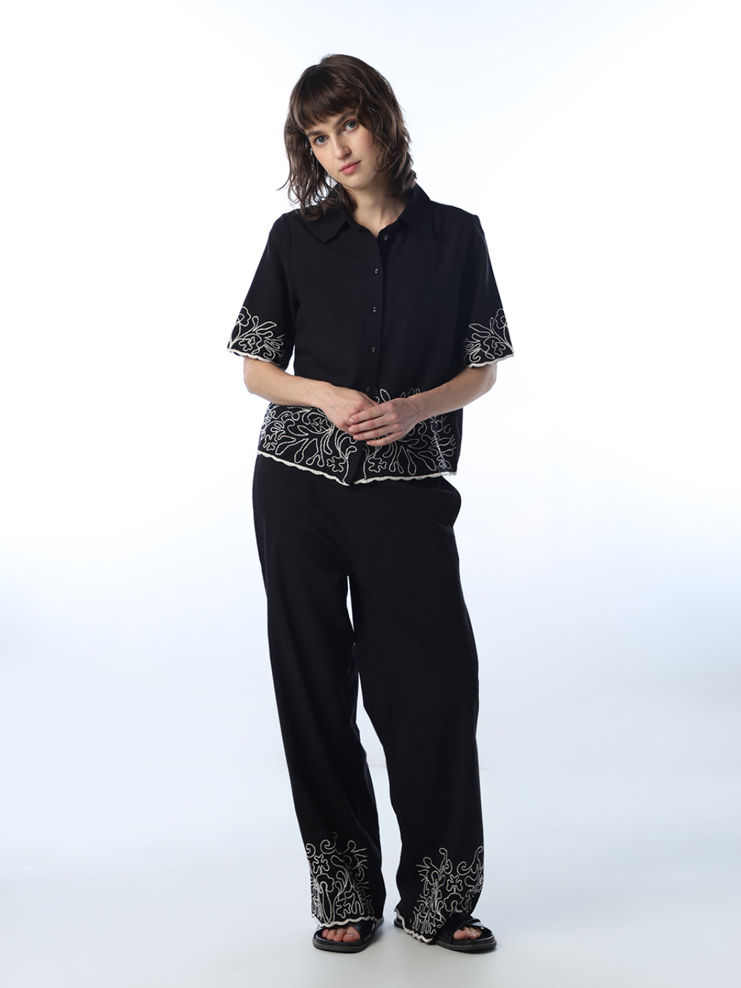 Embroidered Hem Shirt