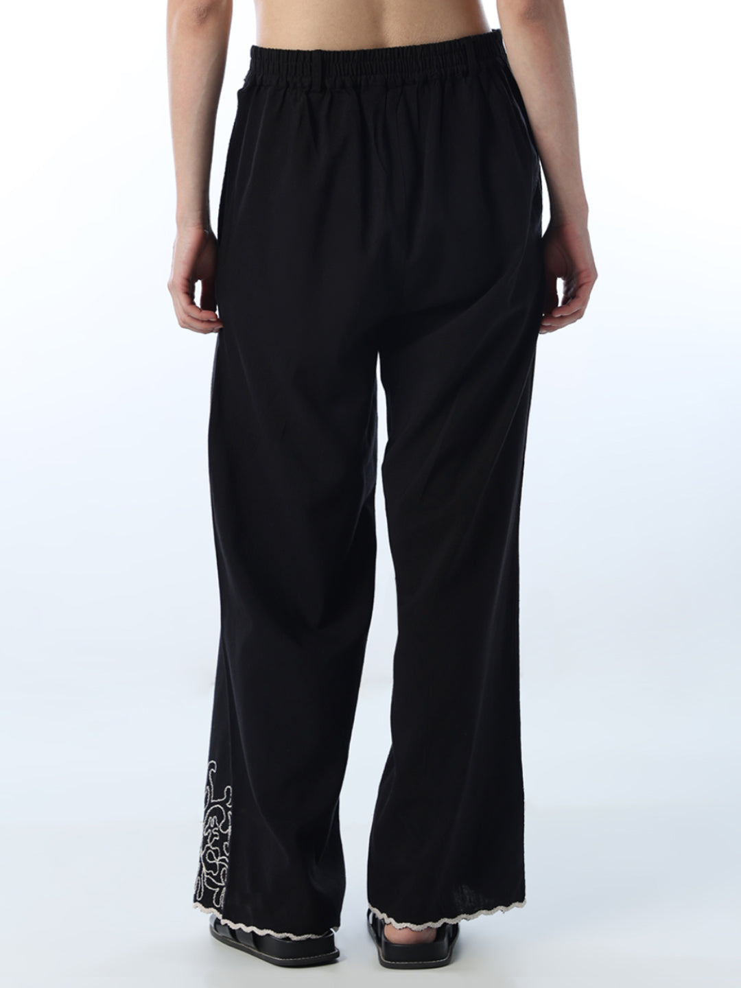 Embroidered Hem Pants
