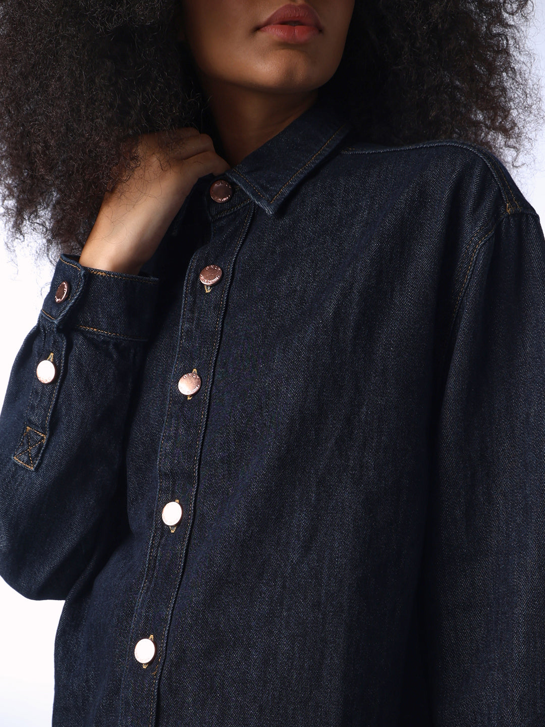 Dark Blue Cotton Denim Shirt