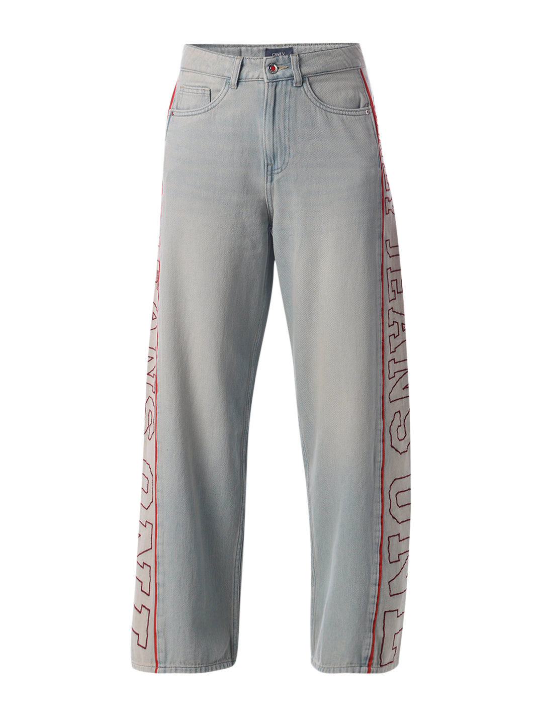 Logo Tape Detail Wide Leg Jeans