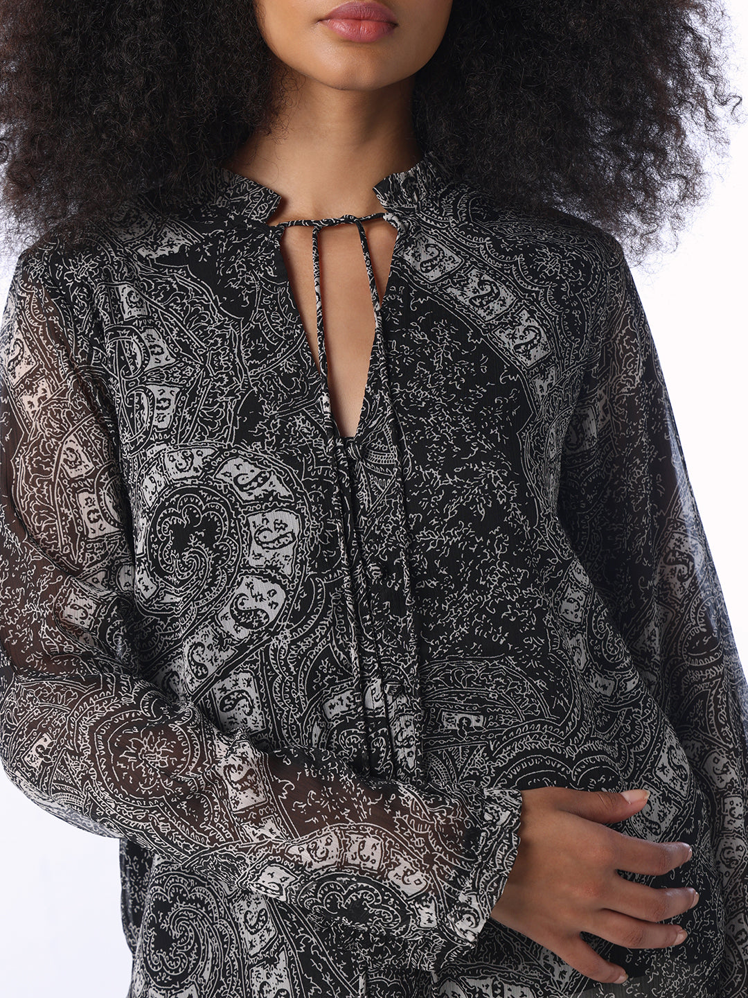 Black Paisley Print Top