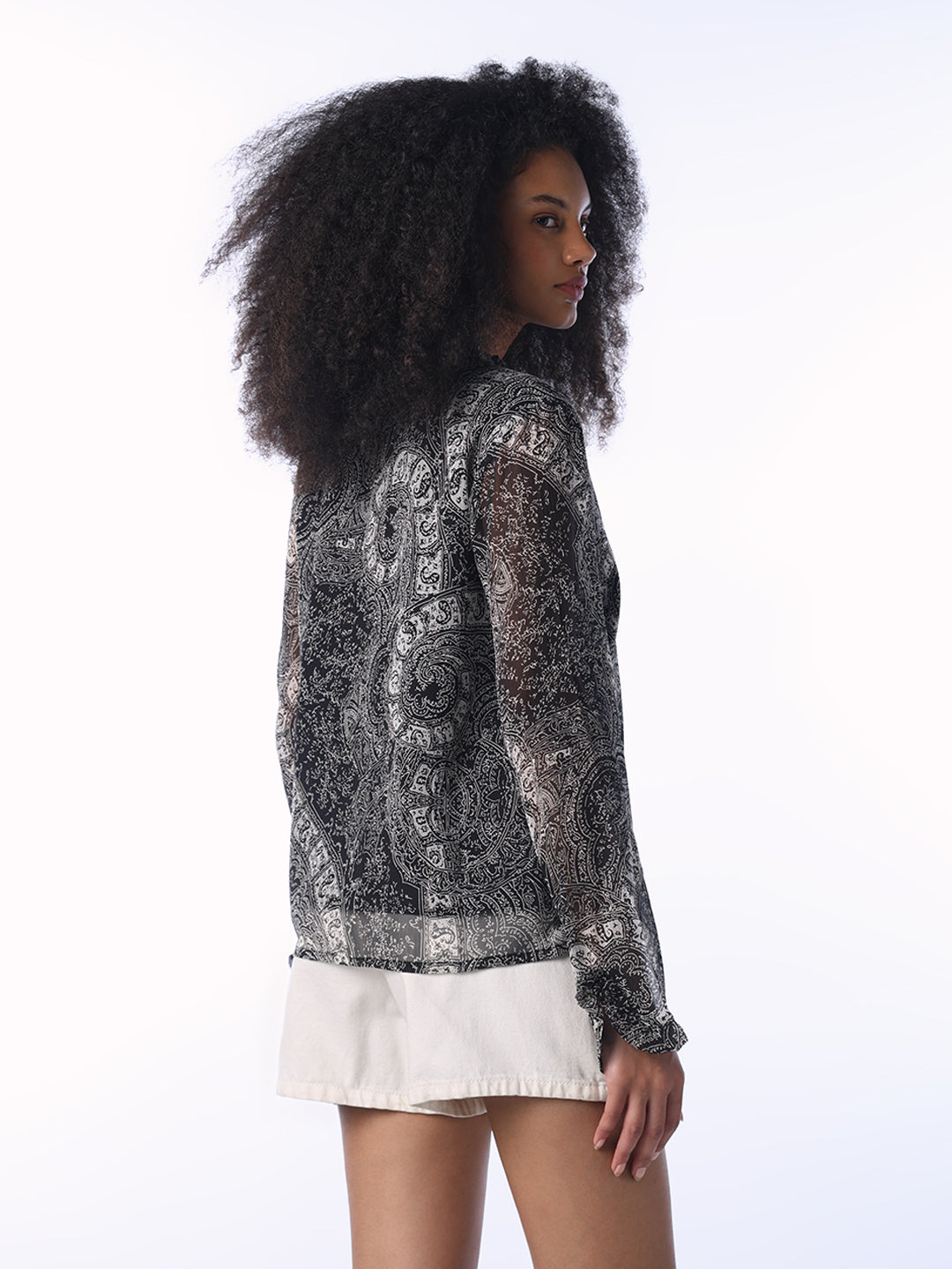 Black Paisley Print Top