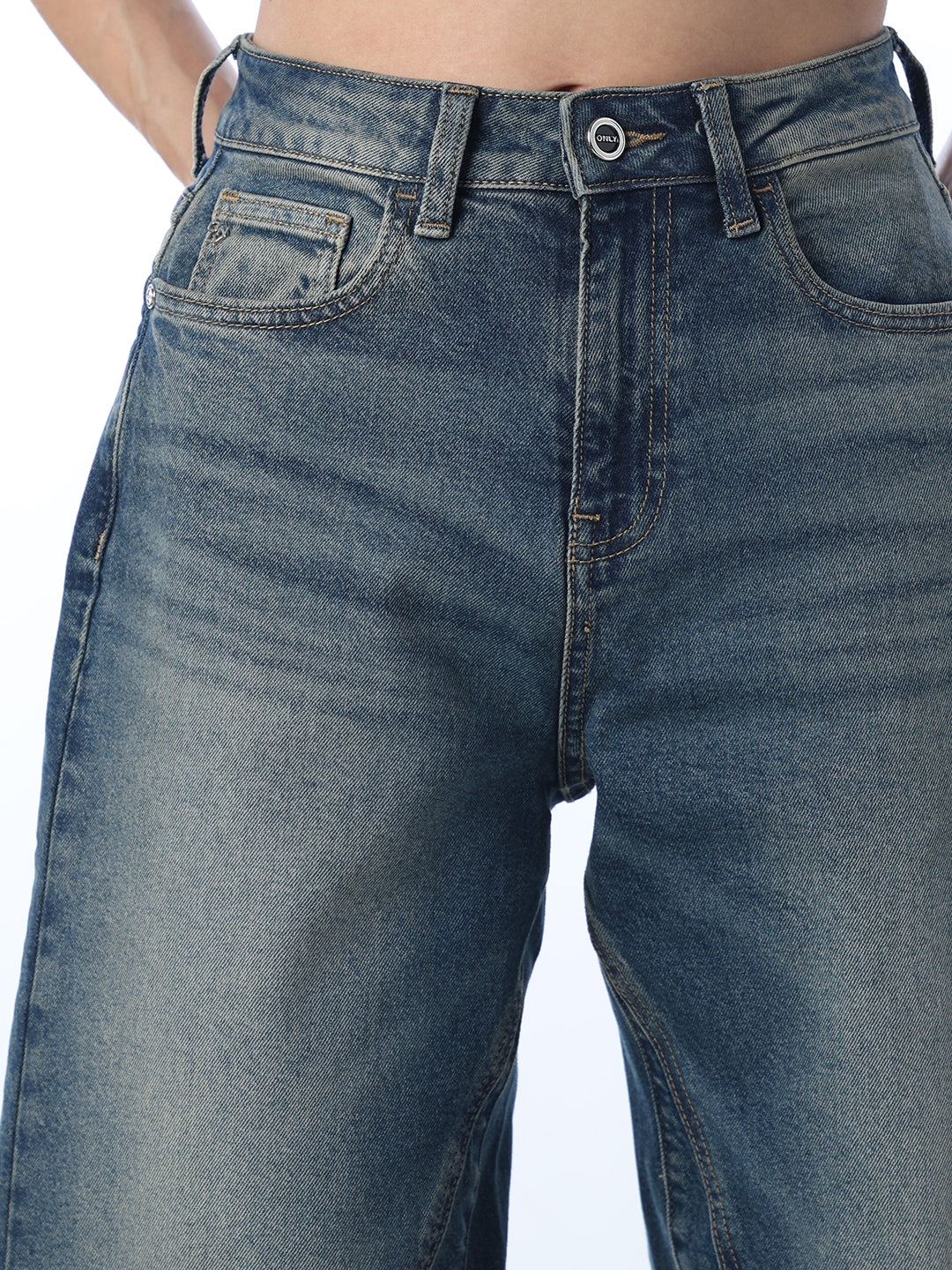 High Rise Straight Fit Jeans - Dark Blue