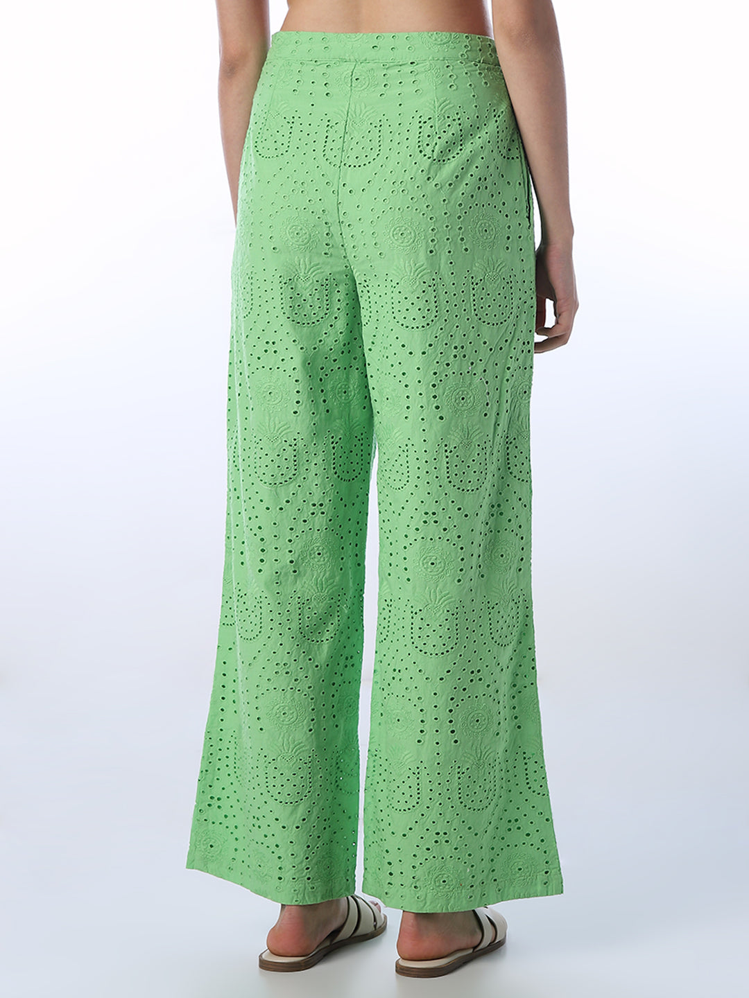 Embroidered Wide Leg Pants