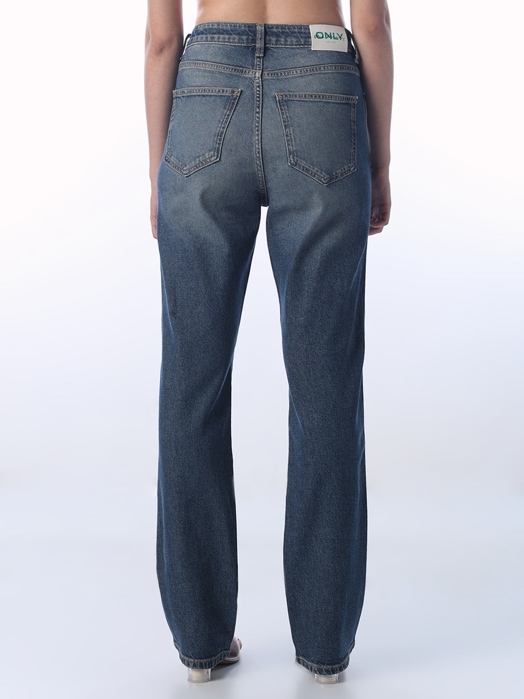 Mid Wash Straight Fit Jeans