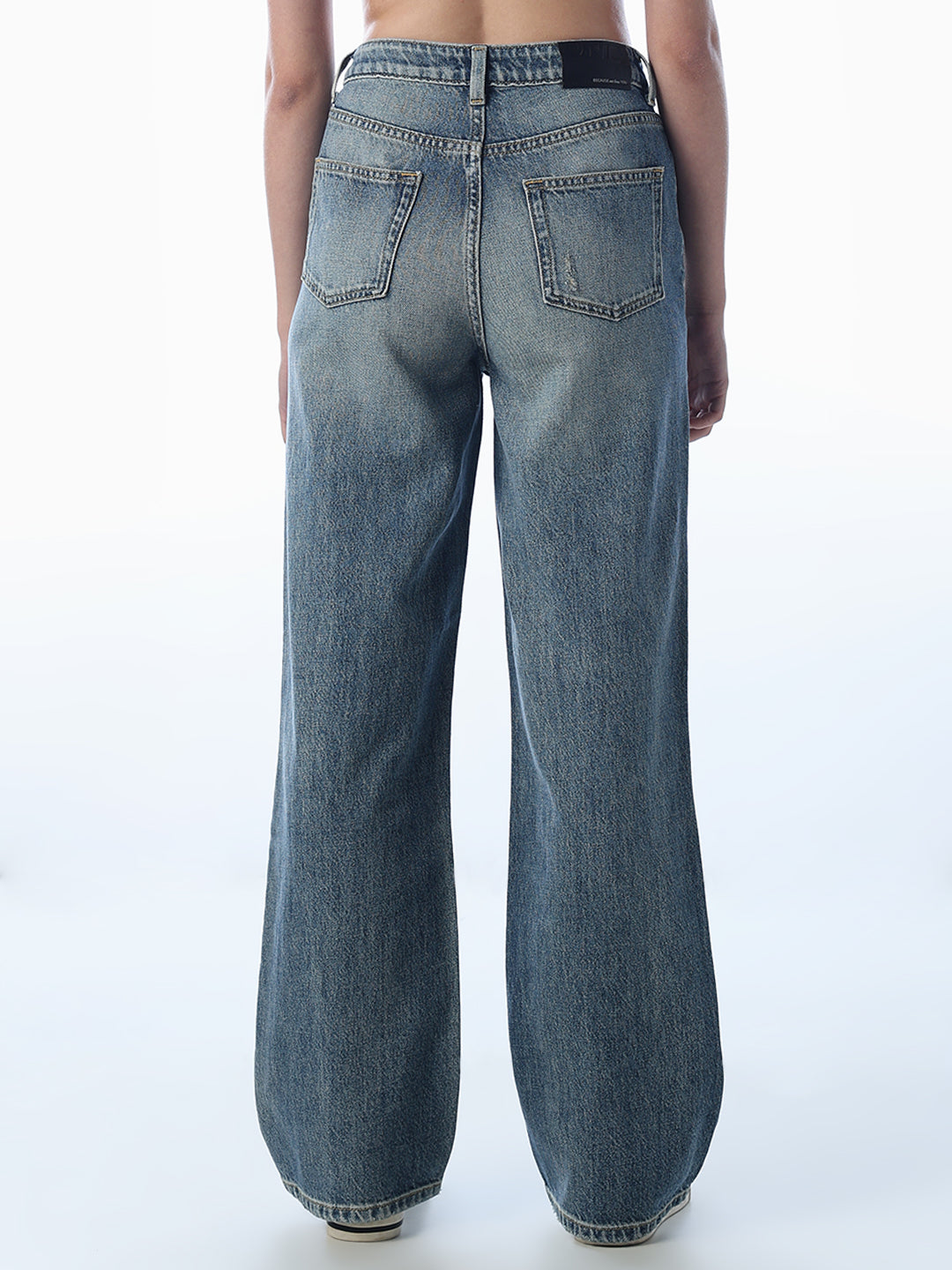Mildly Distressed Straight Fit Jeans