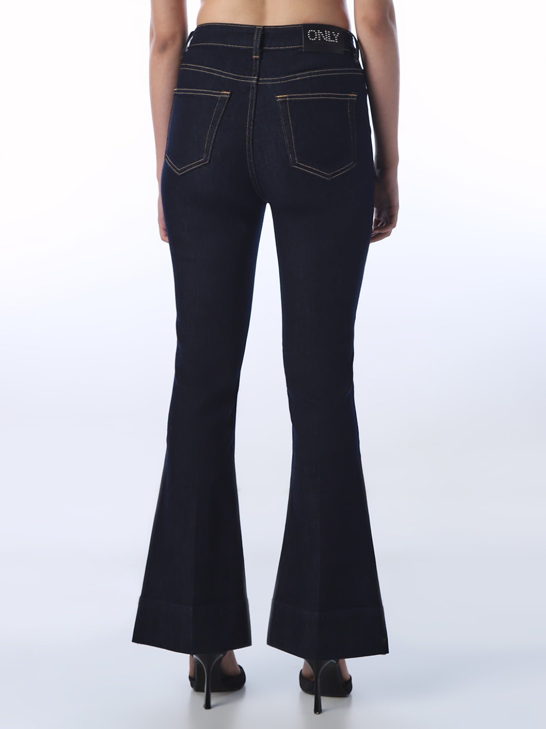 Dark Blue High Rise Flared Jeans