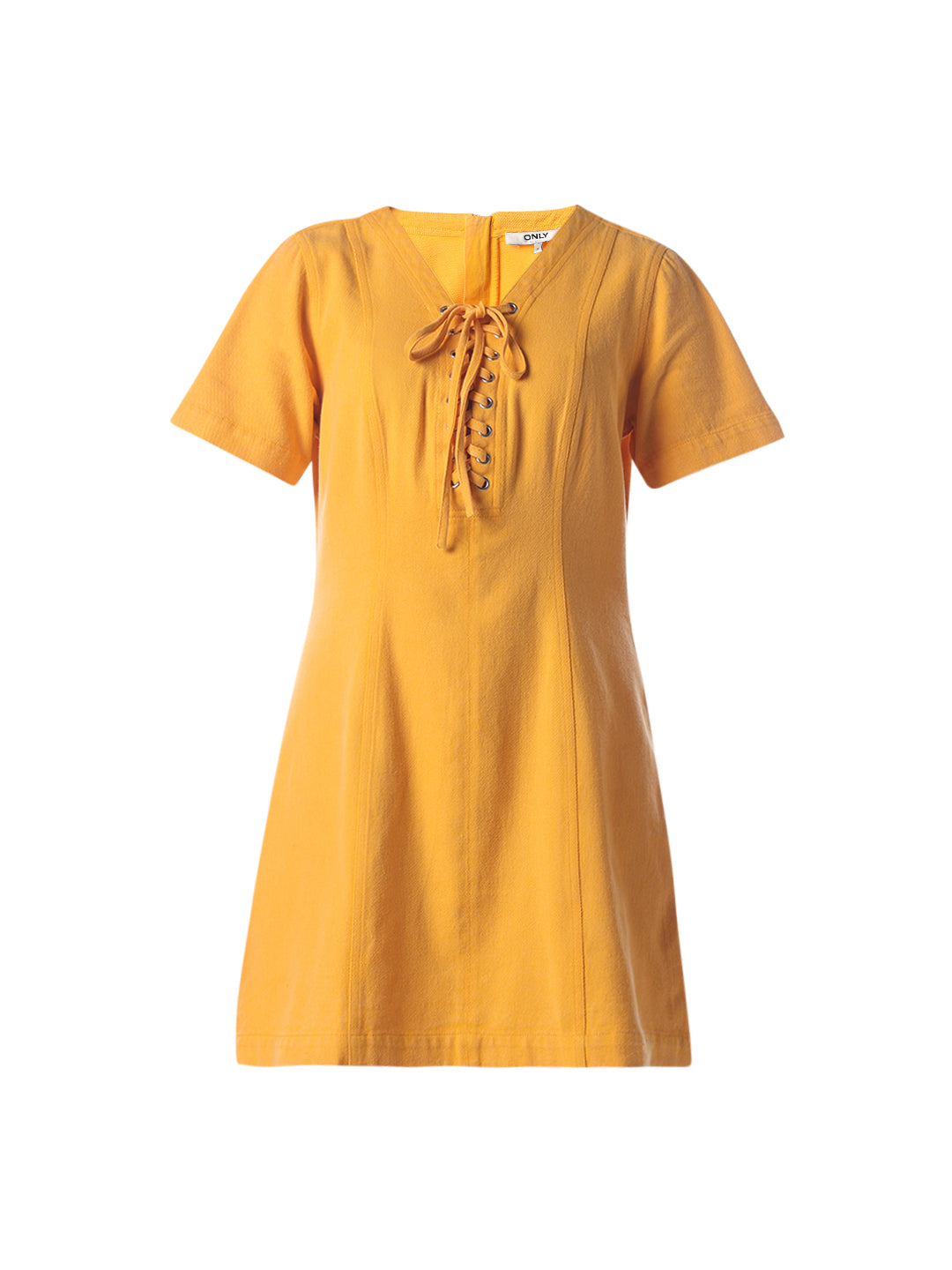 Lace-Up V-Neck Mini Dress