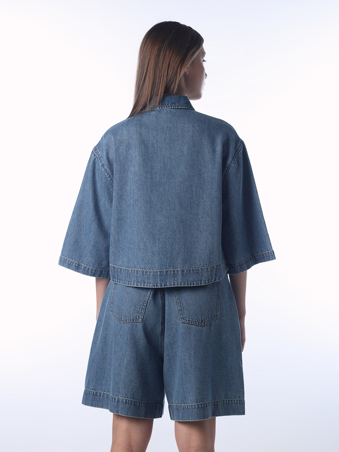 Batwing Sleeve Boxy Fit Denim Shirt