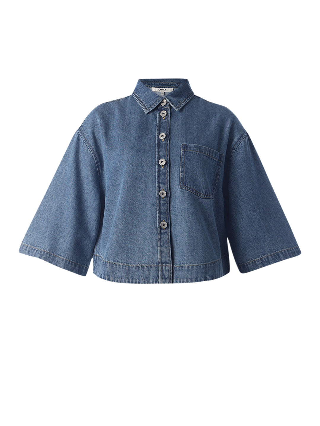 Batwing Sleeve Boxy Fit Denim Shirt