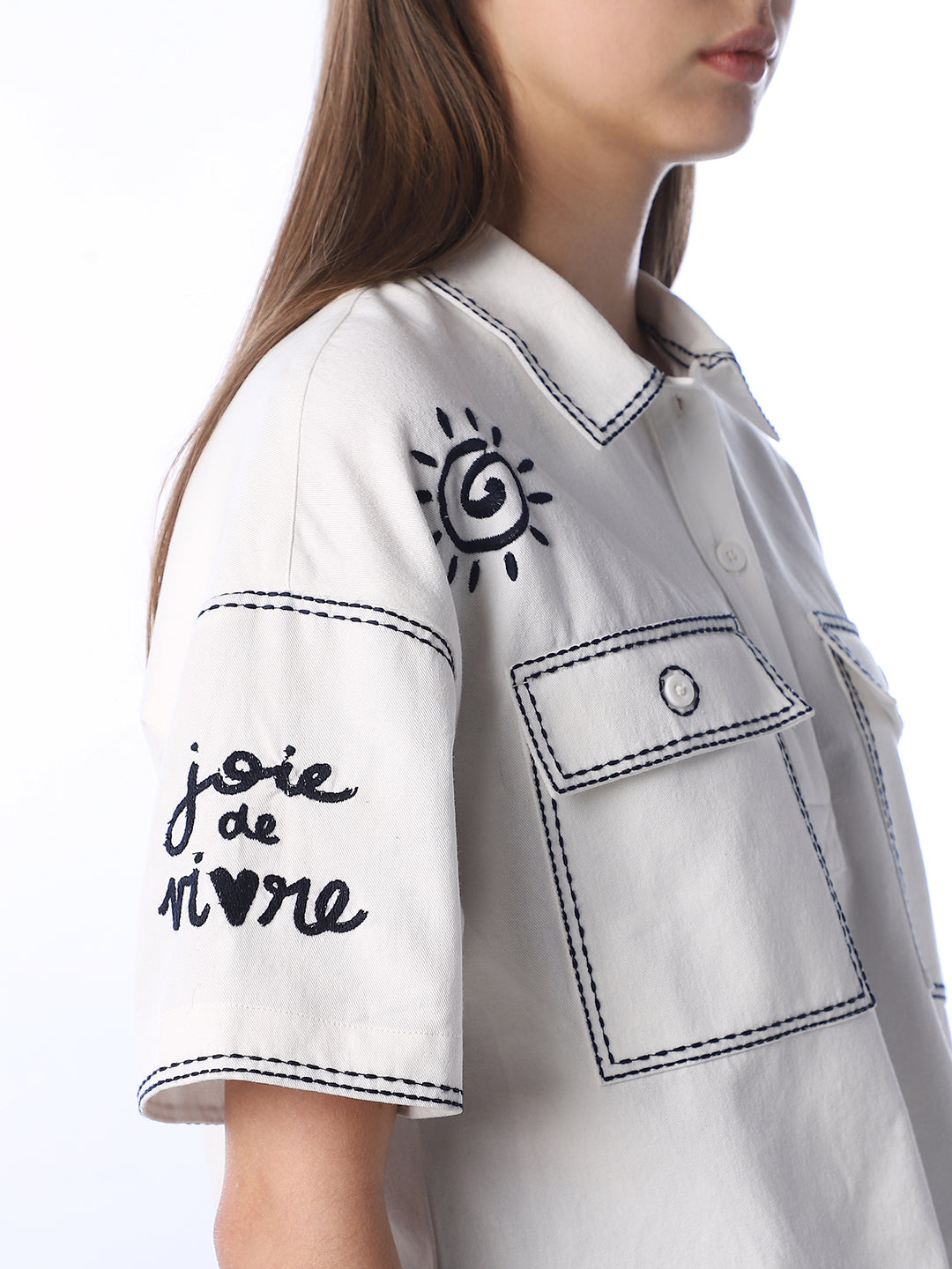 Contrast Stitch Embroidered Shirt