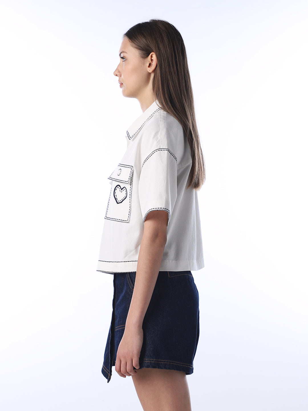 Contrast Stitch Embroidered Shirt