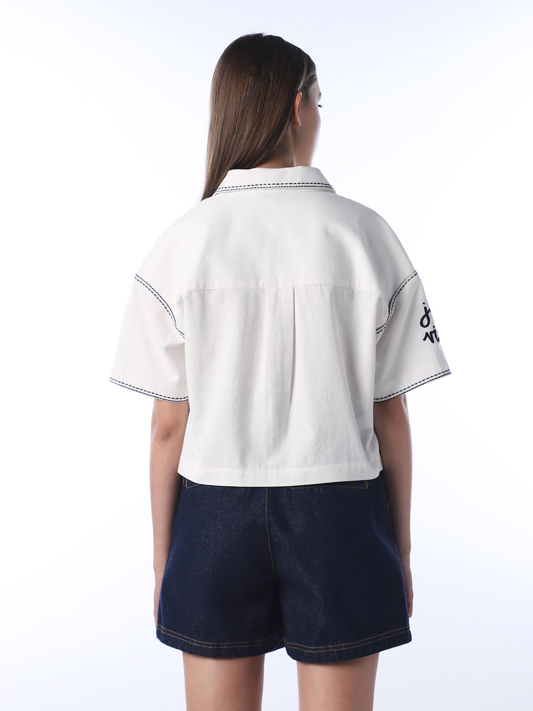 Contrast Stitch Embroidered Shirt