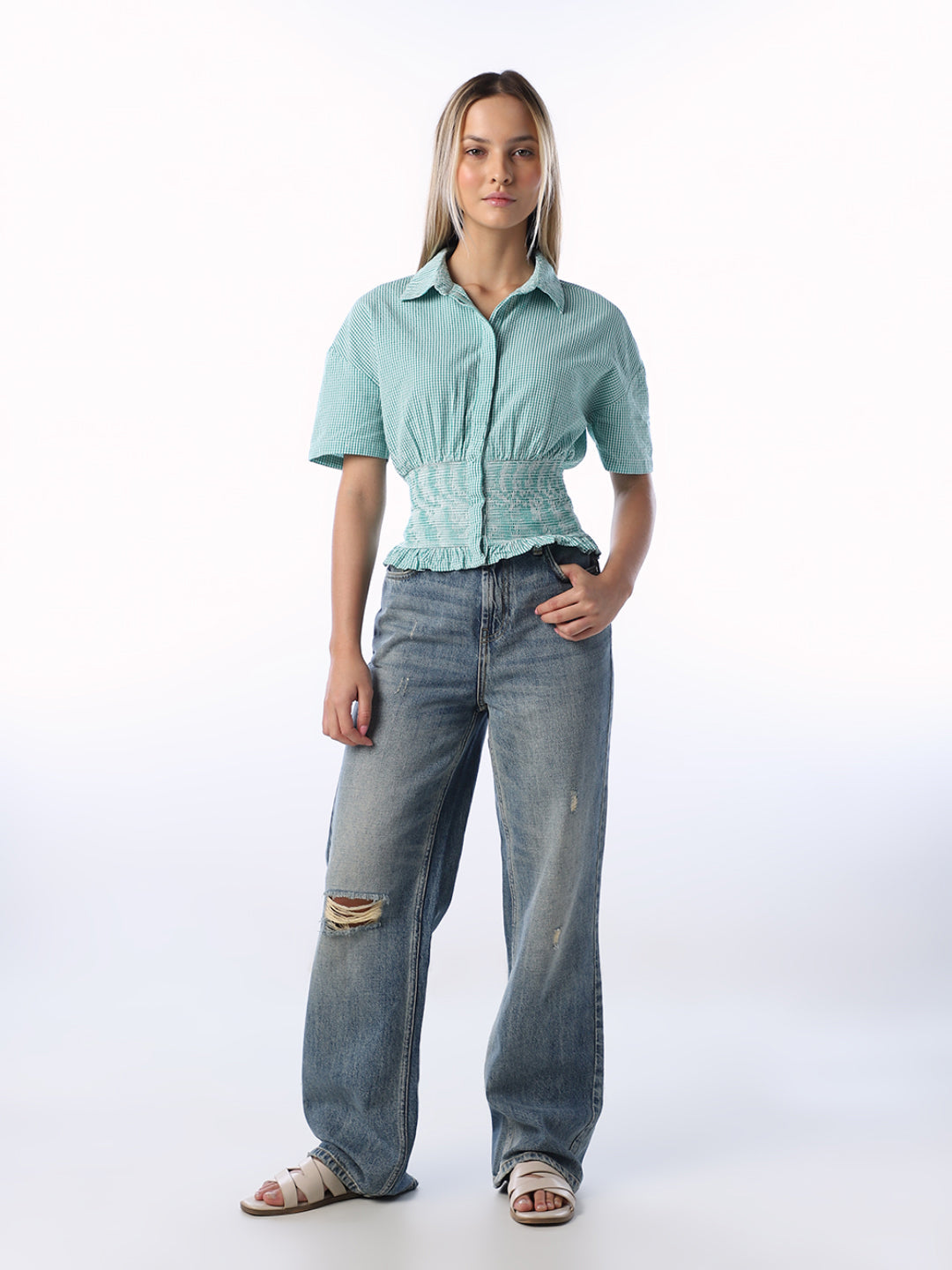 Green Gingham check Shirt