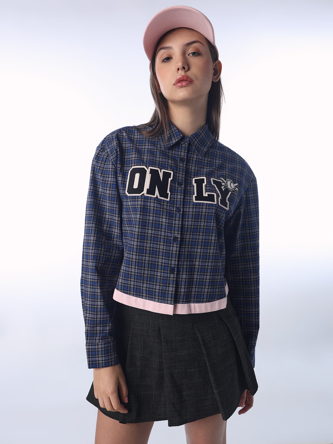 Plaid Boxy Fit Cropped Shirt