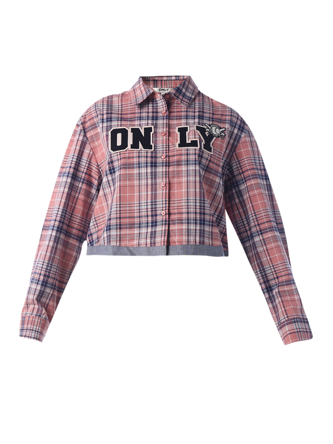 Checked Graphic Cropped Shirt
