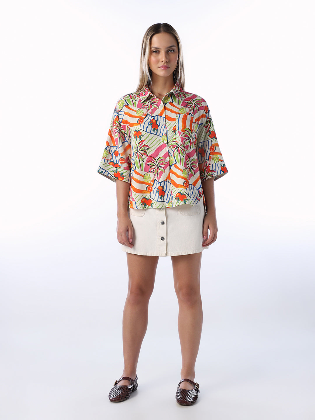Multi-Colour Printed Oversized Shirt