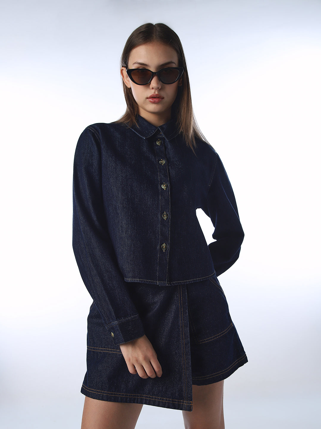 Cropped Denim Shirt