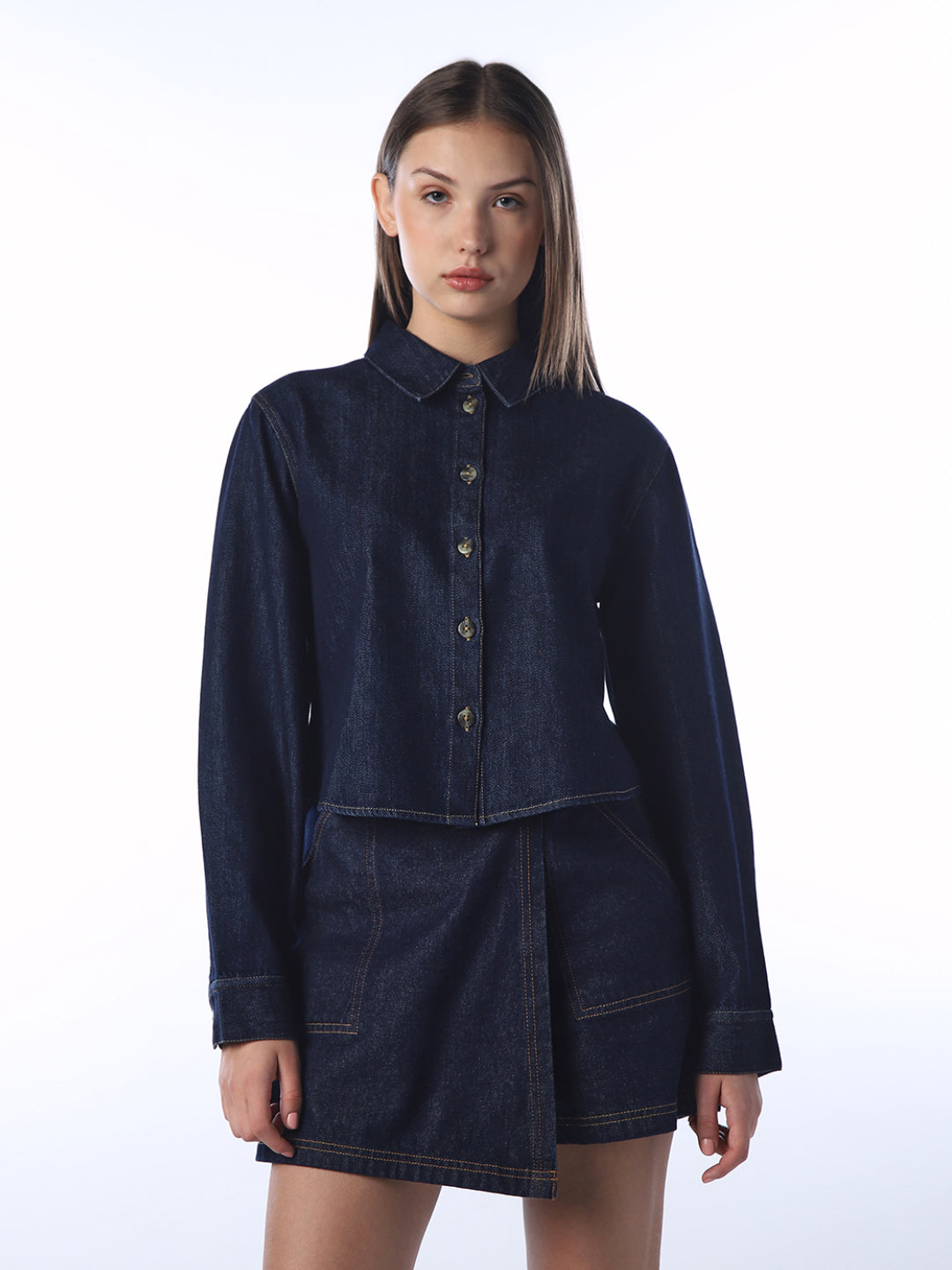 Cropped Denim Shirt