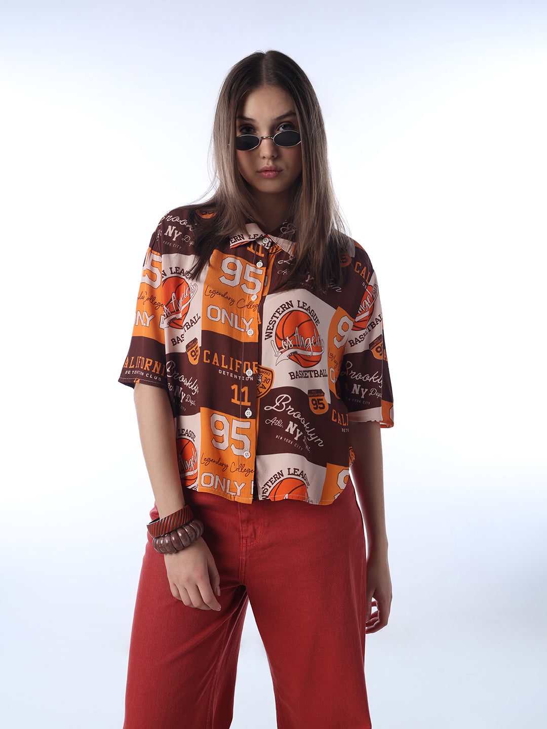 Printed Viscose Cropped Shirt