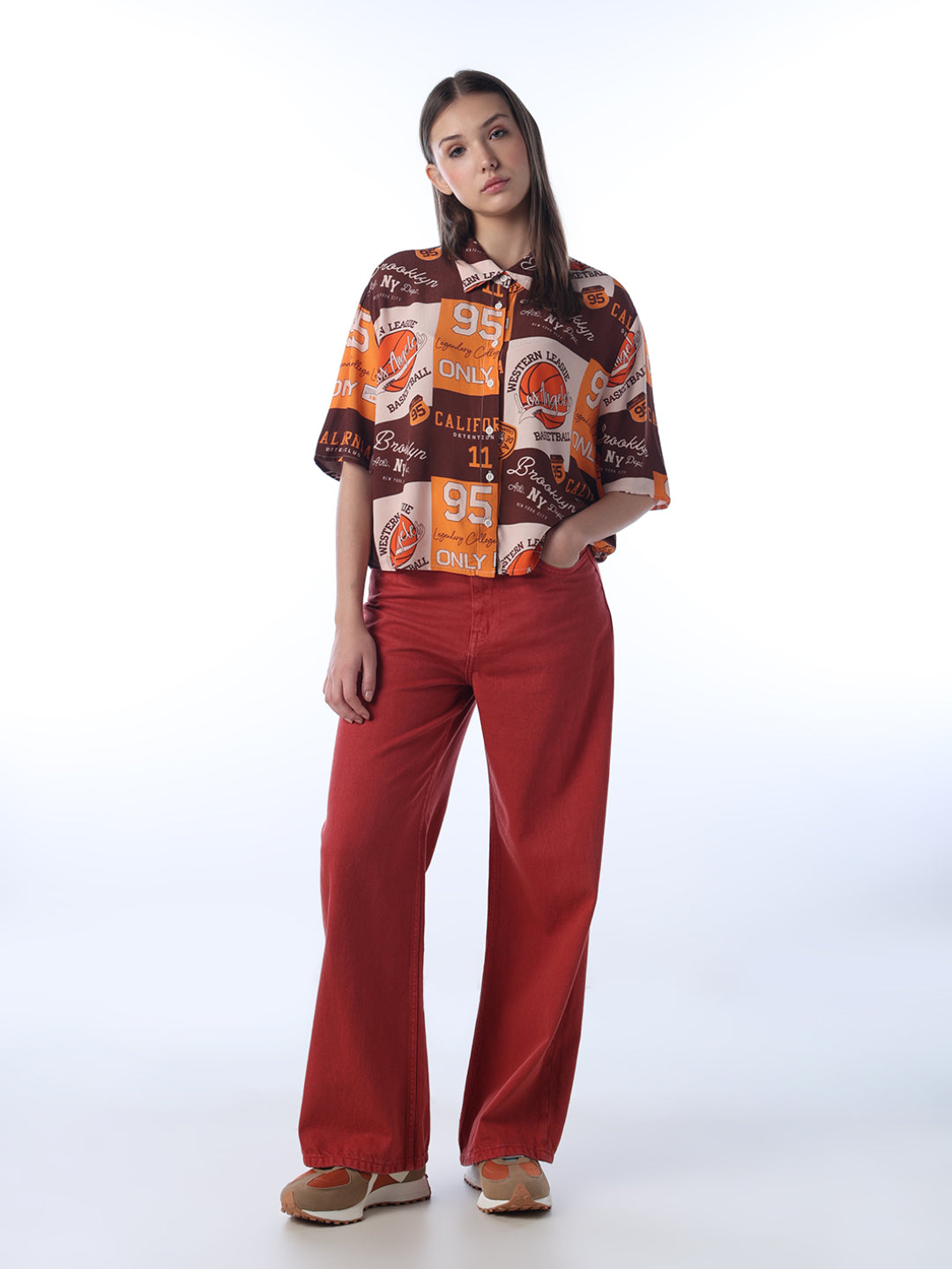 Printed Viscose Cropped Shirt