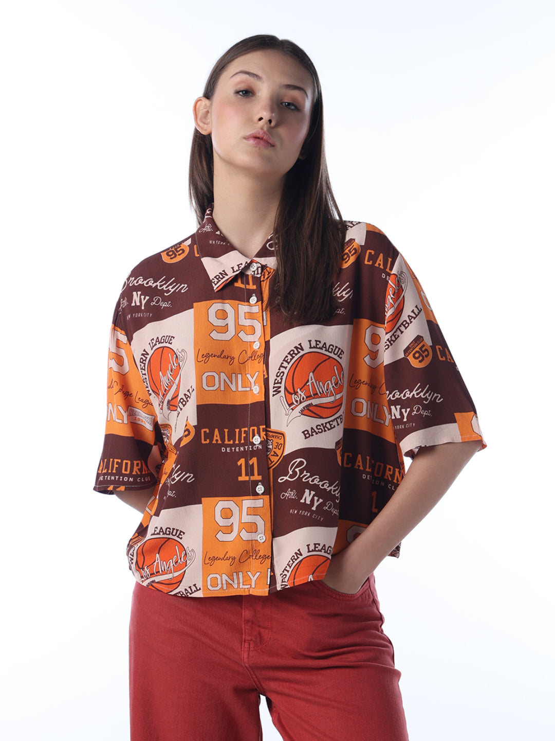 Printed Viscose Cropped Shirt