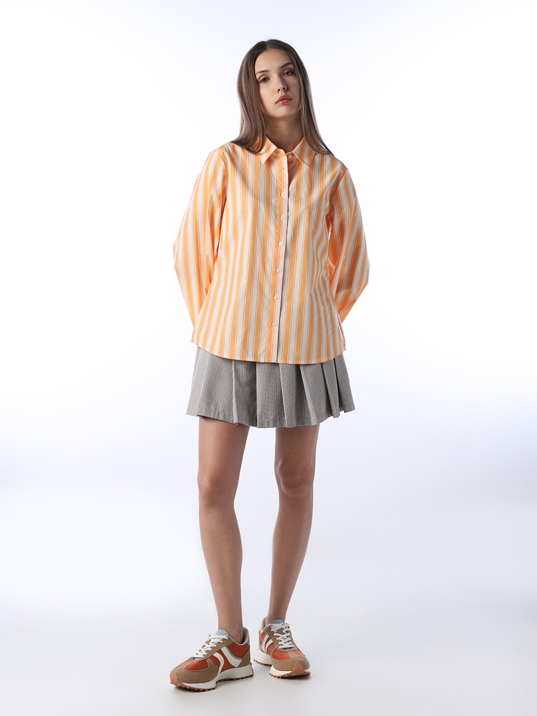Striped Batwing Cotton Shirt