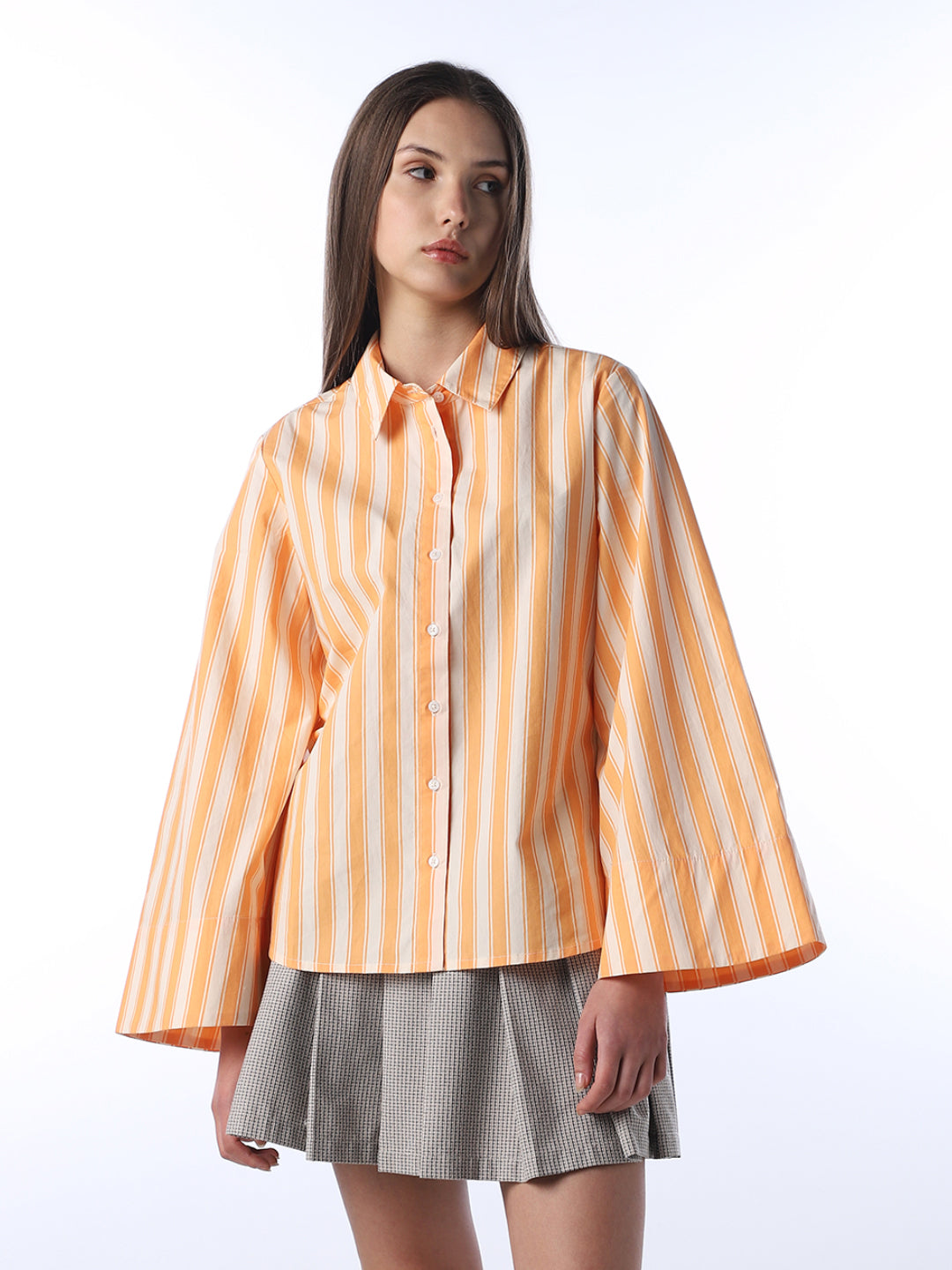 Striped Batwing Cotton Shirt
