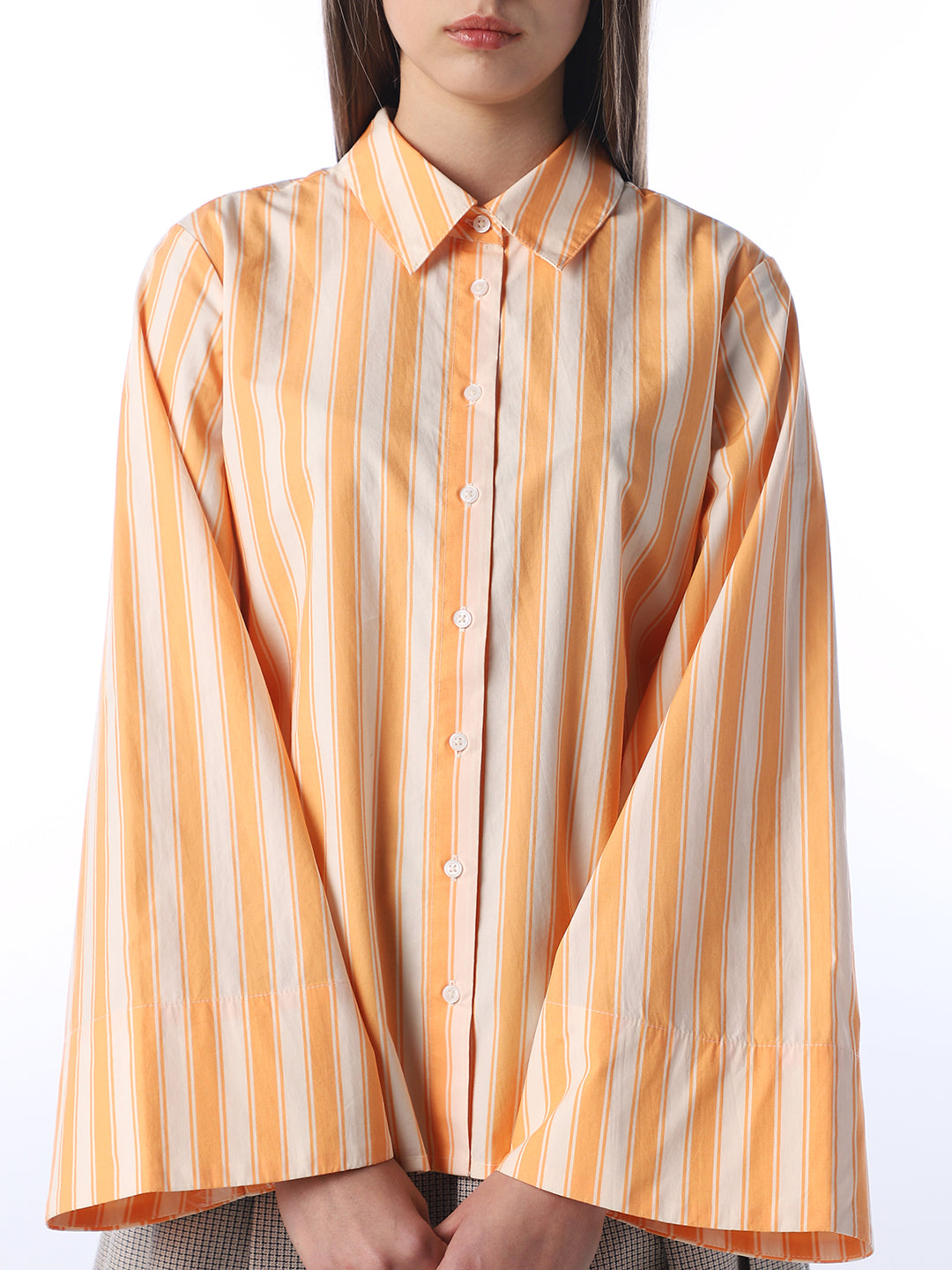 Striped Batwing Cotton Shirt