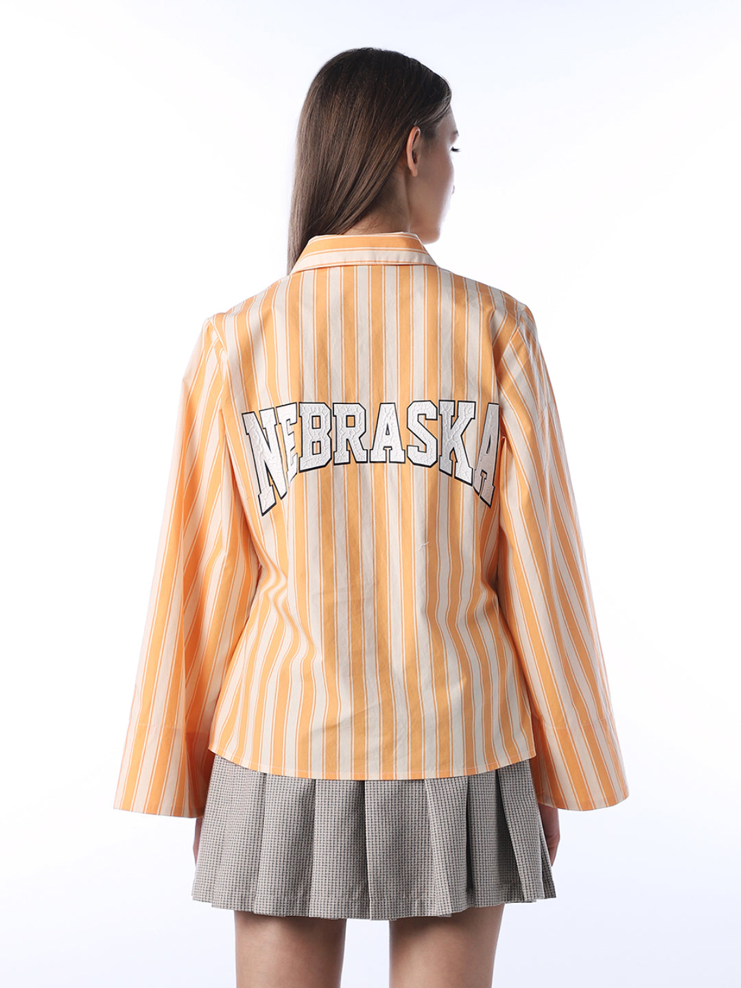 Striped Batwing Cotton Shirt