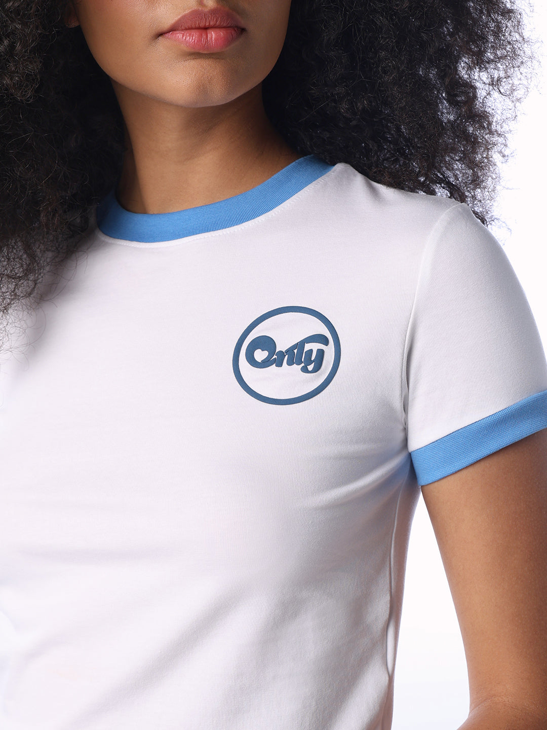 Contrast Ribbed Trims Cropped T-shirt