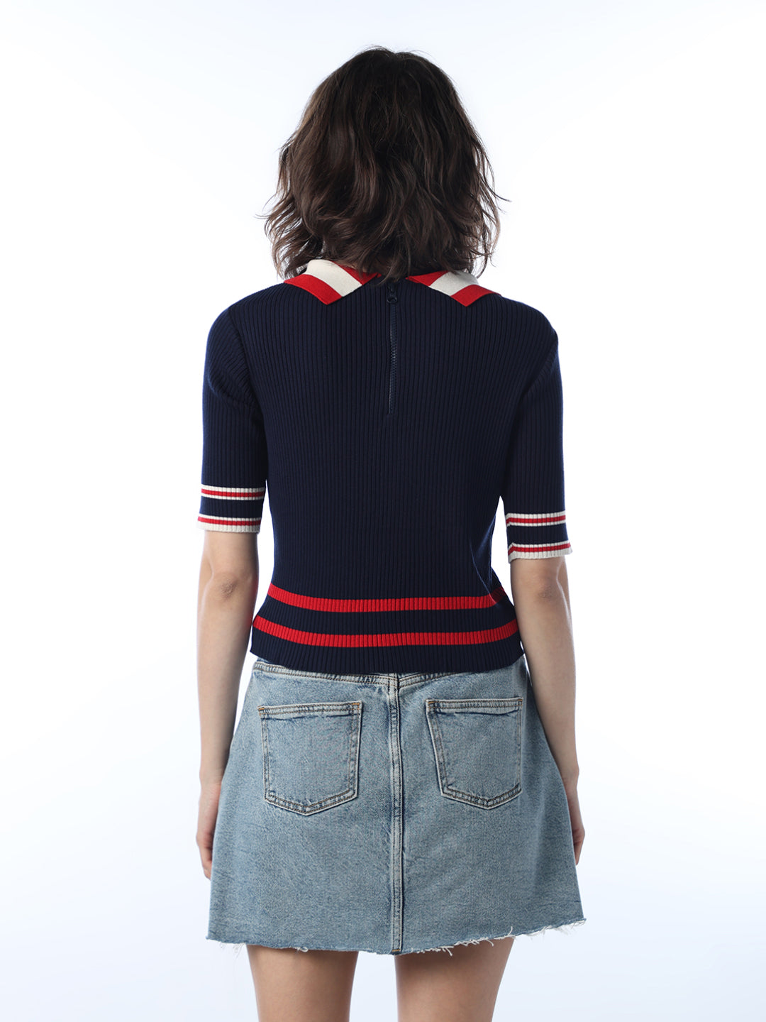 Fitted Collared Knit T-shirt