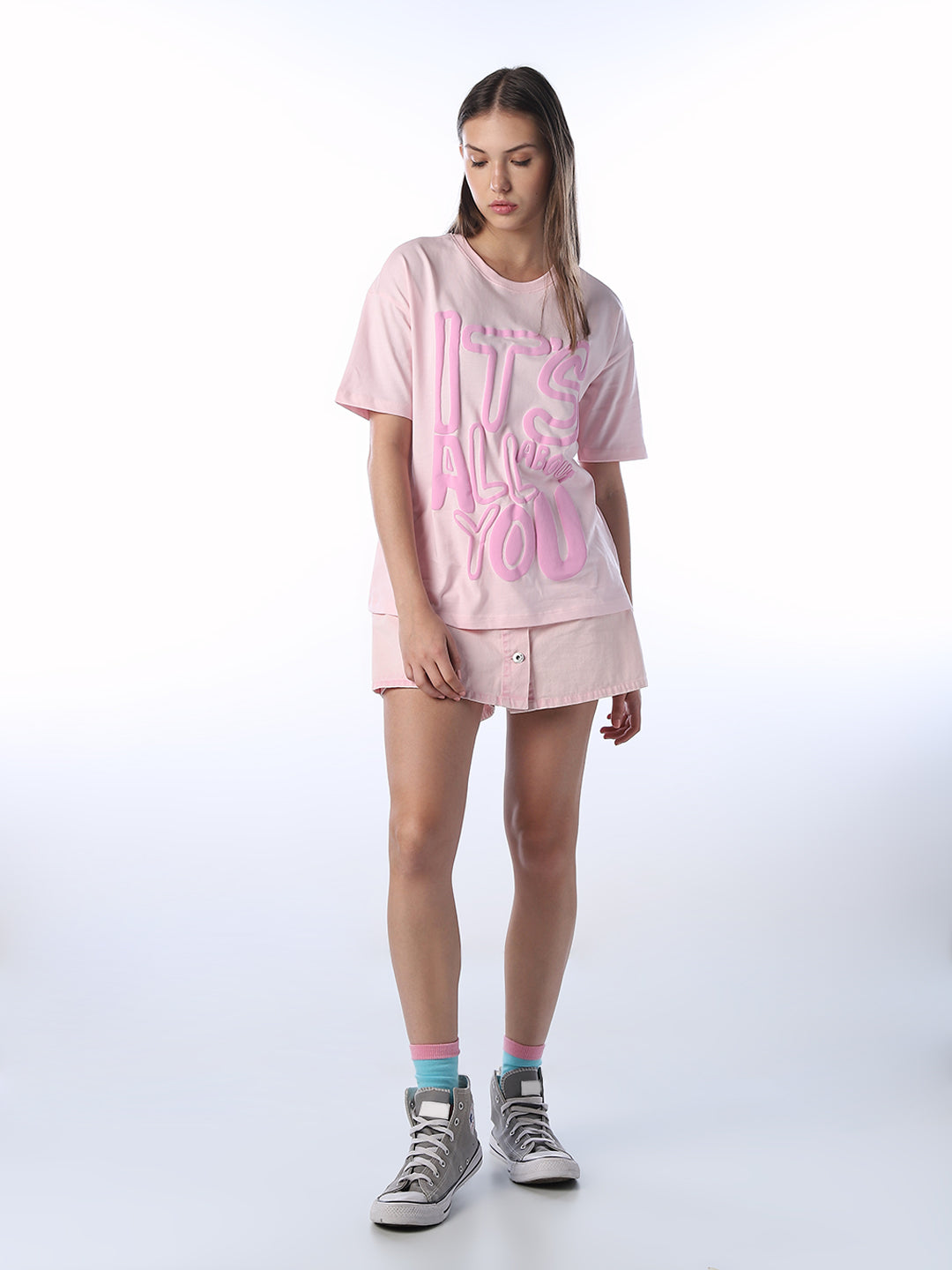 Oversized Typographic Print T-shirt